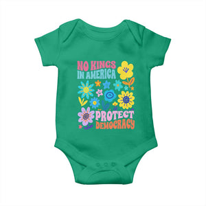 No Kings in America Protect Democracy Baby Onesie Colorful Flowers Patriotic Feminists TS02 Irish Green Print Your Wear