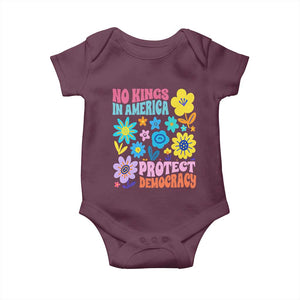 No Kings in America Protect Democracy Baby Onesie Colorful Flowers Patriotic Feminists TS02 Maroon Print Your Wear