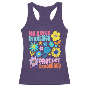 No Kings in America Protect Democracy Racerback Tank Top Colorful Flowers Patriotic Feminists TS02 Purple Print Your Wear