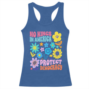No Kings in America Protect Democracy Racerback Tank Top Colorful Flowers Patriotic Feminists TS02 Royal Blue Print Your Wear