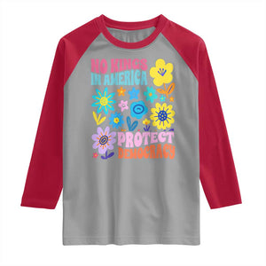 No Kings in America Protect Democracy Raglan Shirt Colorful Flowers Patriotic Feminists TS02 Sport Gray Red Print Your Wear