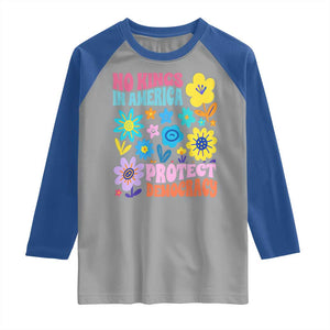 No Kings in America Protect Democracy Raglan Shirt Colorful Flowers Patriotic Feminists TS02 Sport Gray Royal Print Your Wear