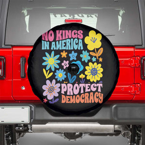 No Kings in America Protect Democracy Spare Tire Cover Colorful Flowers Patriotic Feminists TS02 Black Print Your Wear