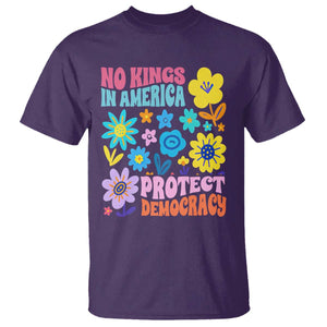 No Kings in America Protect Democracy T Shirt Colorful Flowers Patriotic Feminists TS02 Purple Print Your Wear