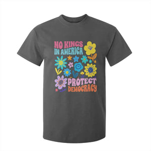 No Kings in America Protect Democracy T Shirt For Kid Colorful Flowers Patriotic Feminists TS02 Dark Heather Print Your Wear