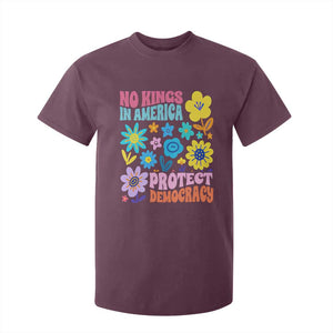 No Kings in America Protect Democracy T Shirt For Kid Colorful Flowers Patriotic Feminists TS02 Maroon Print Your Wear