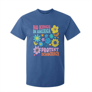 No Kings in America Protect Democracy T Shirt For Kid Colorful Flowers Patriotic Feminists TS02 Royal Blue Print Your Wear