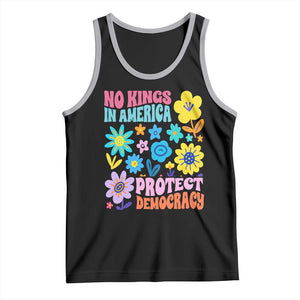 No Kings in America Protect Democracy Tank Top Colorful Flowers Patriotic Feminists TS02 Black Athletic Heather Print Your Wear
