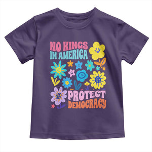No Kings in America Protect Democracy Toddler T Shirt Colorful Flowers Patriotic Feminists TS02 Purple Print Your Wear