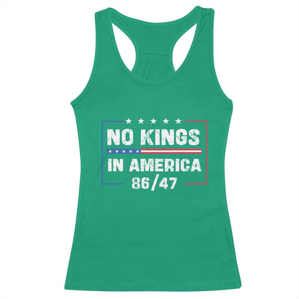 No Kings in America Racerback Tank Top 86 47 Impeach 47 TS10 Irish Green Print Your Wear