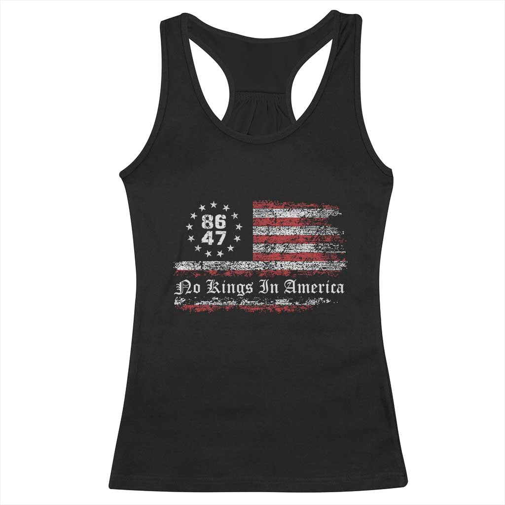 No Kings in America Racerback Tank Top 86 47 US Flag Impeach 47 TS10 Black Print Your Wear