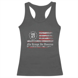 No Kings in America Racerback Tank Top 86 47 US Flag Impeach 47 TS10 Dark Heather Print Your Wear