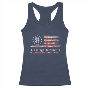No Kings in America Racerback Tank Top 86 47 US Flag Impeach 47 TS10 Navy Print Your Wear
