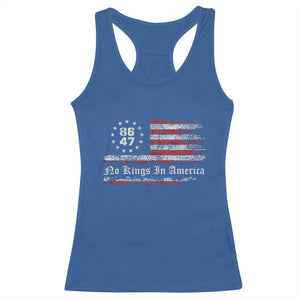 No Kings in America Racerback Tank Top 86 47 US Flag Impeach 47 TS10 Royal Blue Print Your Wear