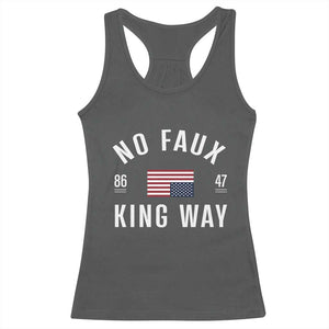 No Kings in America Racerback Tank Top US Flag Upside Down TS10 Dark Heather Print Your Wear
