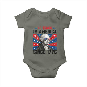 No Kings in America Since 1776 Baby Onesie Founding Fathers George Washington Patriotic TS02 Military Green Print Your Wear