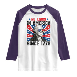 No Kings in America Since 1776 Raglan Shirt Founding Fathers George Washington Patriotic TS02 White Purple Print Your Wear