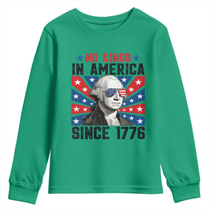 No Kings in America Since 1776 Youth Sweatshirt Founding Fathers George Washington Patriotic TS02 Irish Green Print Your Wear
