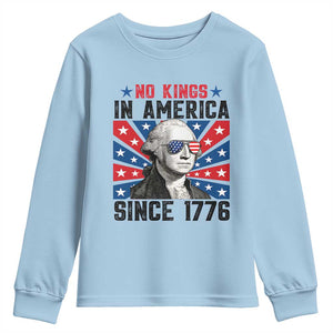 No Kings in America Since 1776 Youth Sweatshirt Founding Fathers George Washington Patriotic TS02 Light Blue Print Your Wear