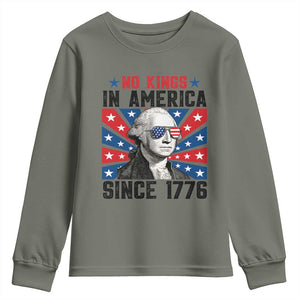 No Kings in America Since 1776 Youth Sweatshirt Founding Fathers George Washington Patriotic TS02 Military Green Print Your Wear