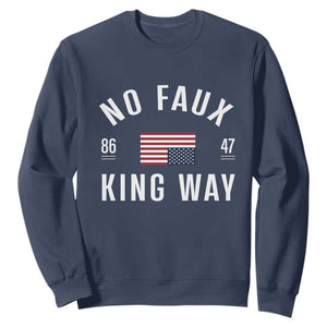 No Kings in America Sweatshirt US Flag Upside Down TS10 Navy Print Your Wear