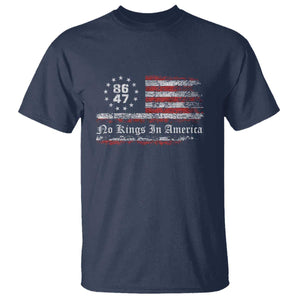 No Kings in America T Shirt 86 47 US Flag Impeach 47 TS10 Navy Print Your Wear
