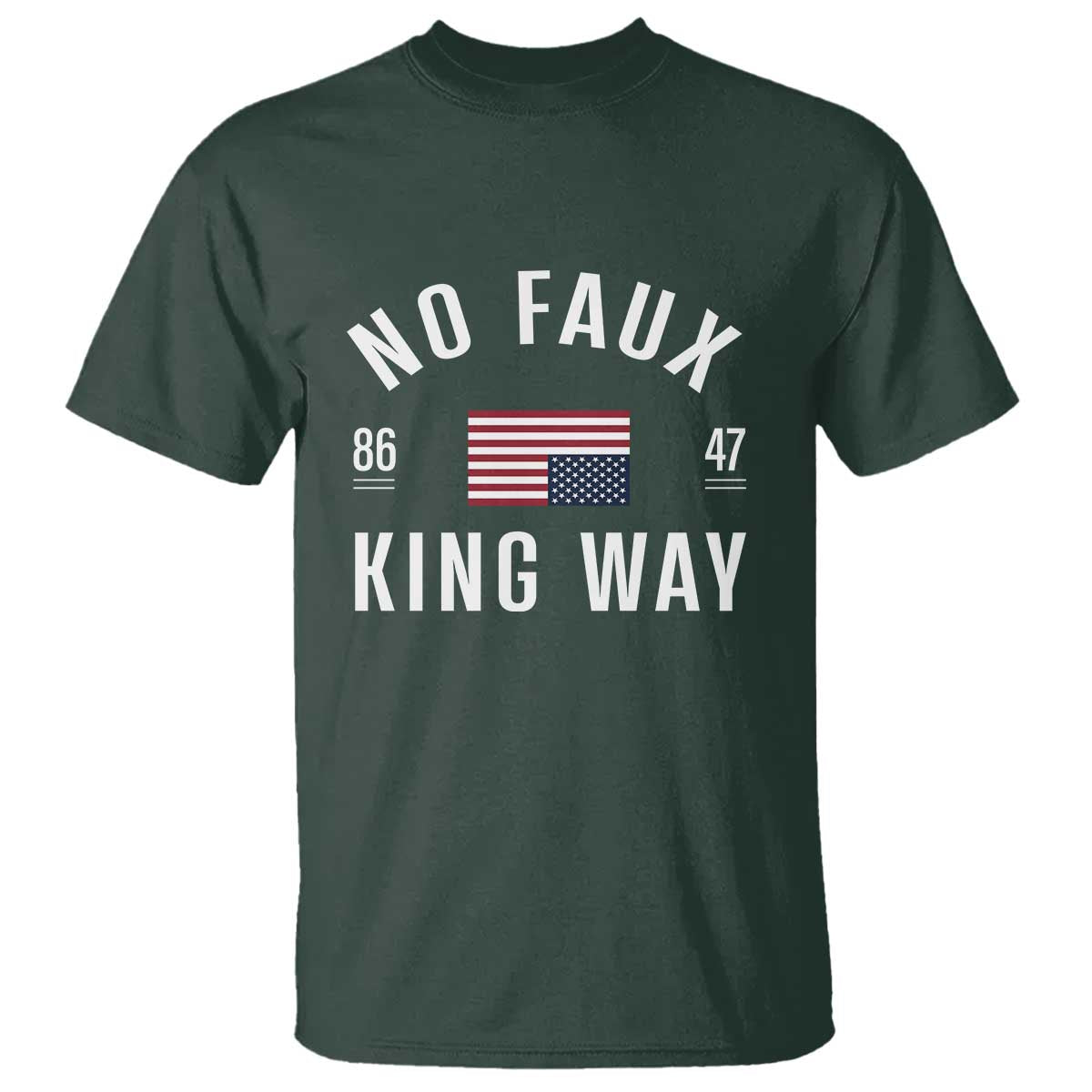 No Kings in America T Shirt US Flag Upside Down TS10 Dark Forest Green Print Your Wear