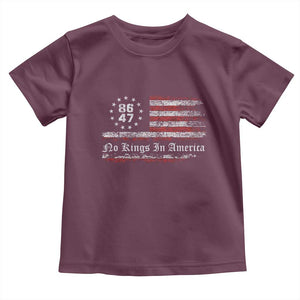 No Kings in America Toddler T Shirt 86 47 US Flag Impeach 47 TS10 Maroon Print Your Wear