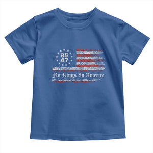 No Kings in America Toddler T Shirt 86 47 US Flag Impeach 47 TS10 Royal Blue Print Your Wear