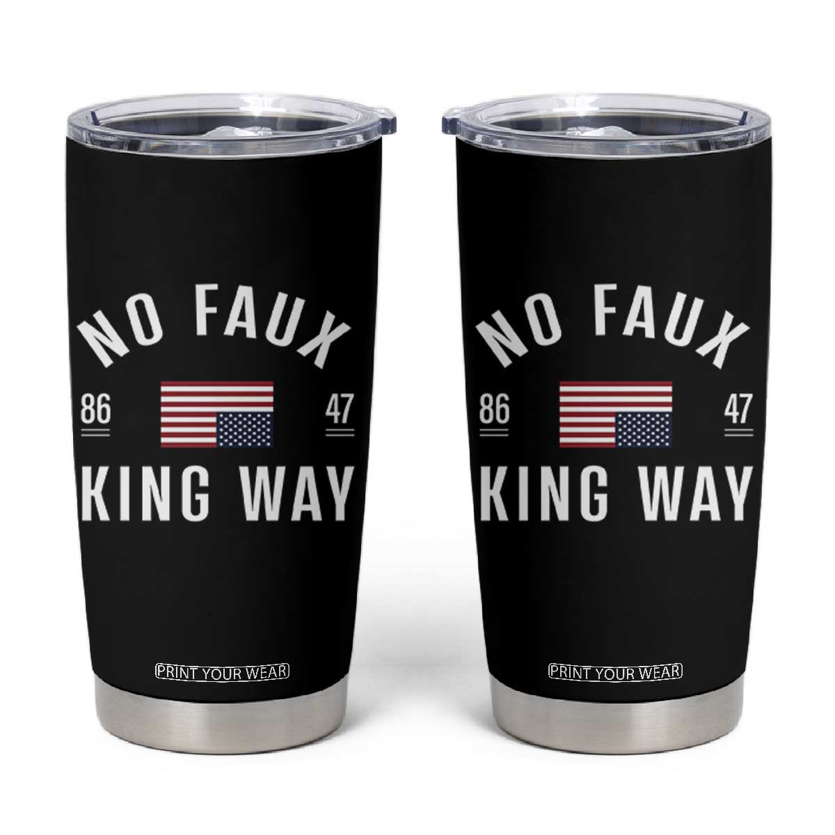 No Kings in America Tumbler Cup US Flag Upside Down TS10 Black Print Your Wear