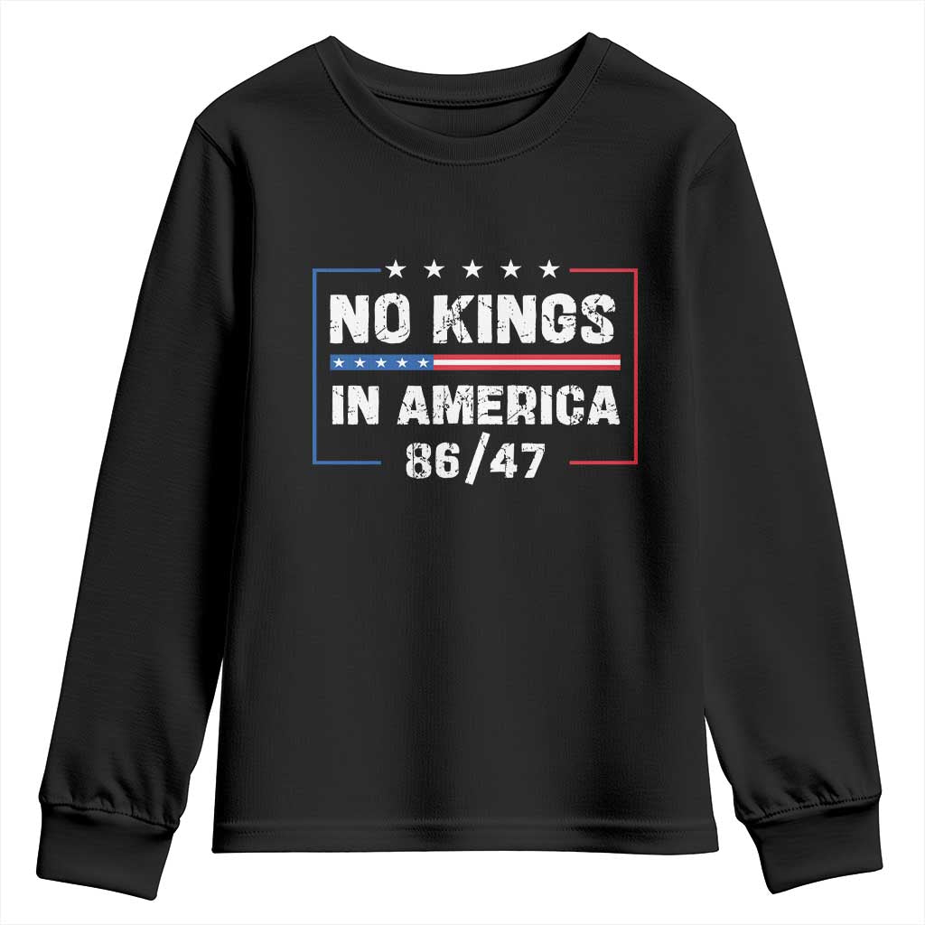No Kings in America Youth Sweatshirt 86 47 Impeach 47 TS10 Black Print Your Wear