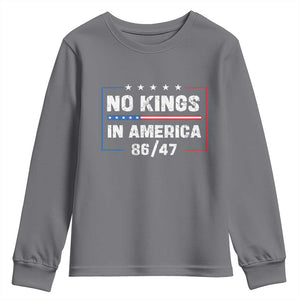 No Kings in America Youth Sweatshirt 86 47 Impeach 47 TS10 Charcoal Print Your Wear