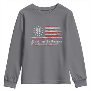 No Kings in America Youth Sweatshirt 86 47 US Flag Impeach 47 TS10 Charcoal Print Your Wear
