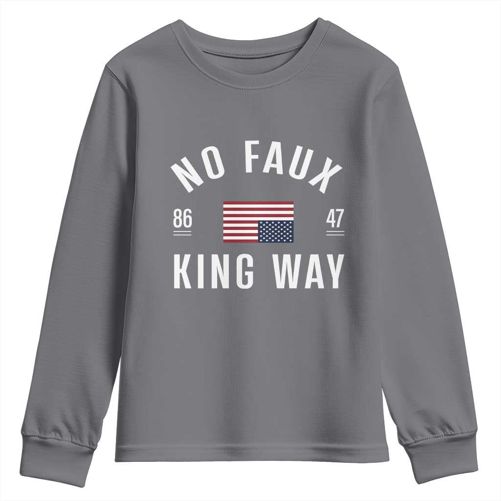 No Kings in America Youth Sweatshirt US Flag Upside Down TS10 Charcoal Print Your Wear