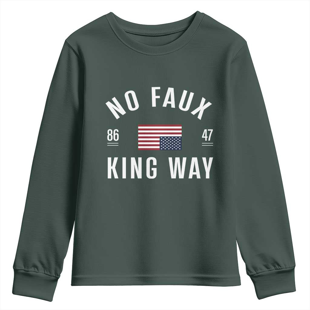 No Kings in America Youth Sweatshirt US Flag Upside Down TS10 Dark Forest Green Print Your Wear
