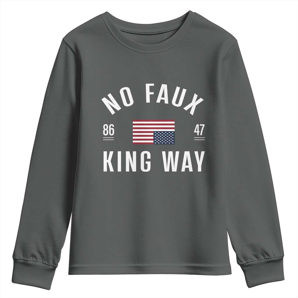 No Kings in America Youth Sweatshirt US Flag Upside Down TS10 Dark Heather Print Your Wear