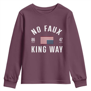 No Kings in America Youth Sweatshirt US Flag Upside Down TS10 Maroon Print Your Wear