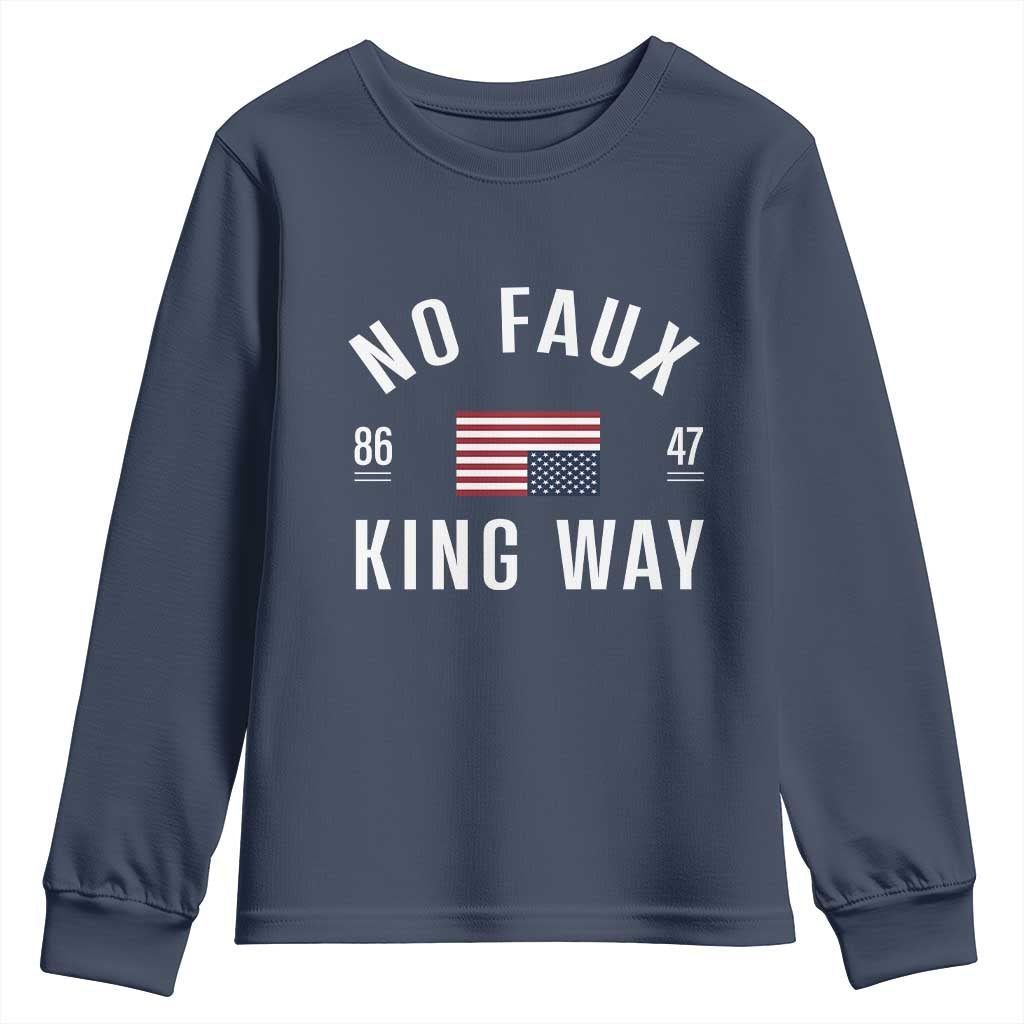 No Kings in America Youth Sweatshirt US Flag Upside Down TS10 Navy Print Your Wear
