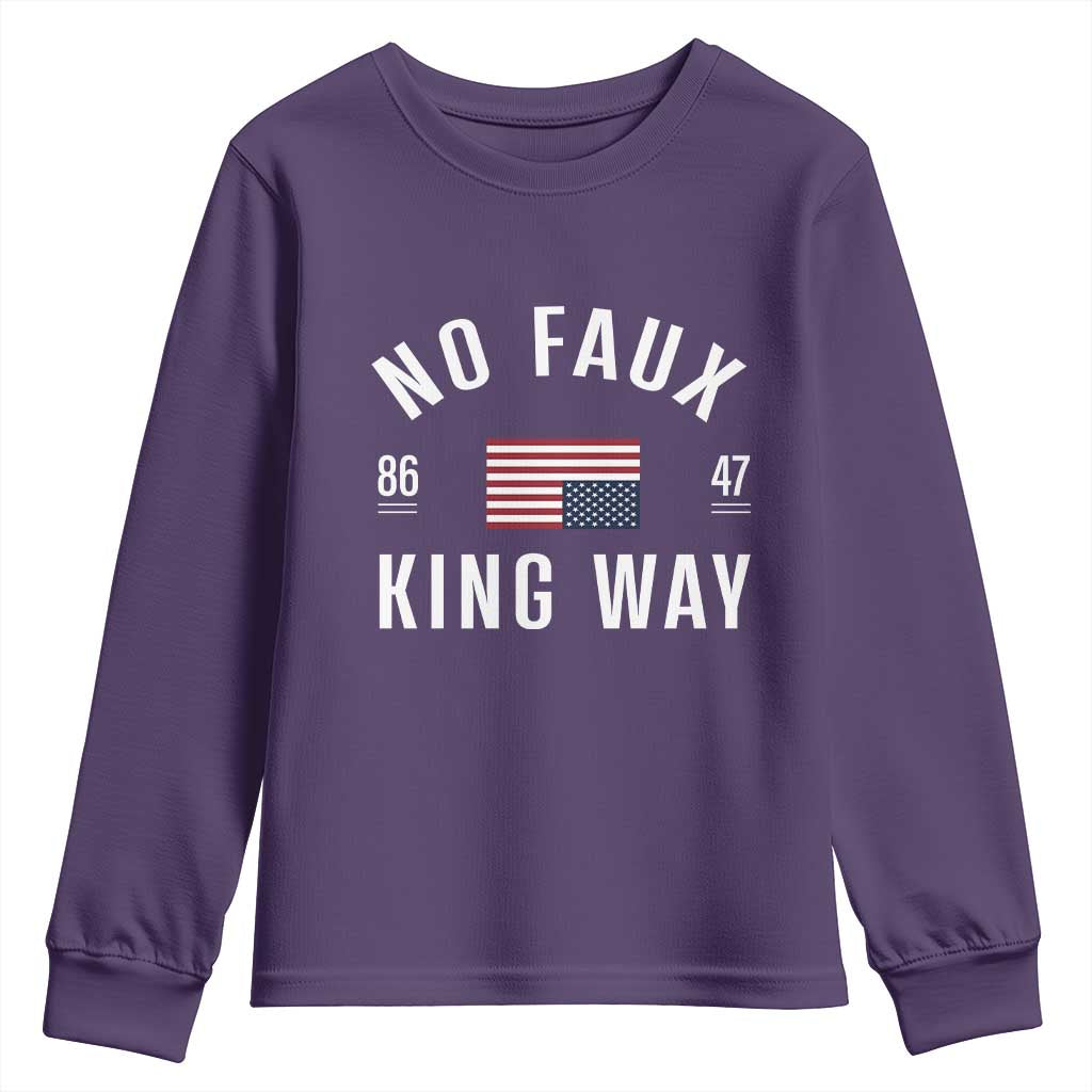 No Kings in America Youth Sweatshirt US Flag Upside Down TS10 Purple Print Your Wear