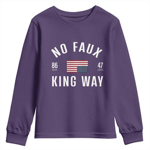 No Kings in America Youth Sweatshirt US Flag Upside Down TS10 Purple Print Your Wear