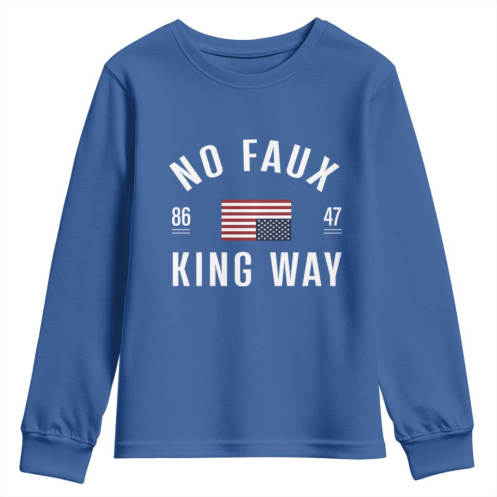 No Kings in America Youth Sweatshirt US Flag Upside Down TS10 Royal Blue Print Your Wear