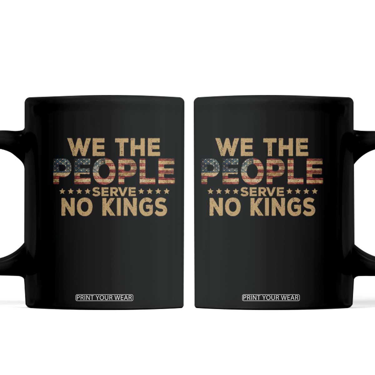 No Kings in USA Coffee Mug Vintage Old American Flag We The People TS10 Black Print Your Wear