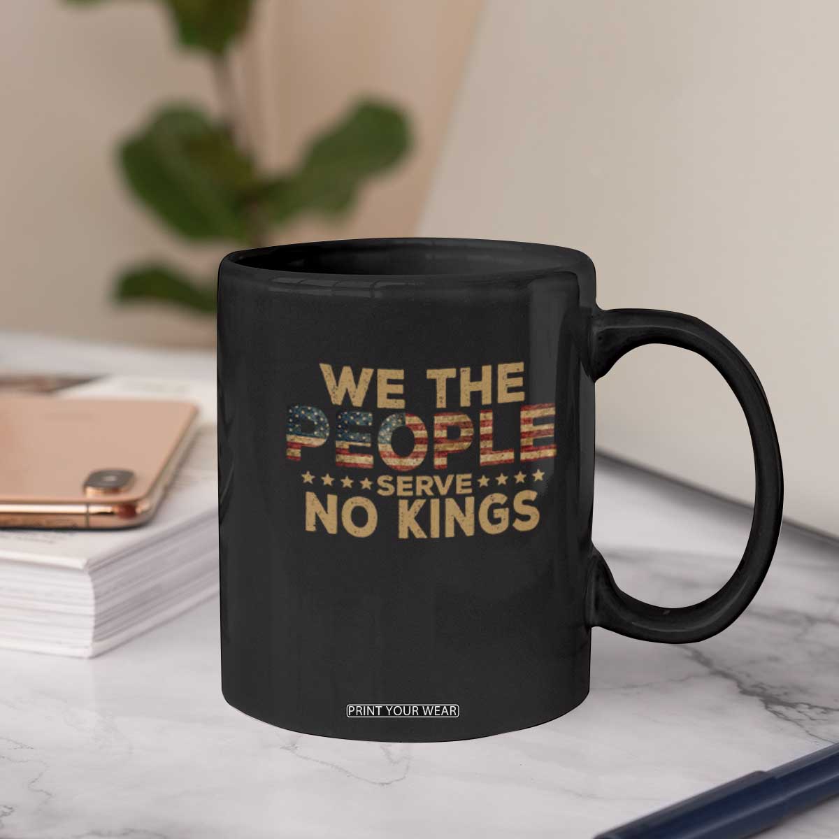 No Kings in USA Coffee Mug Vintage Old American Flag We The People TS10 Print Your Wear
