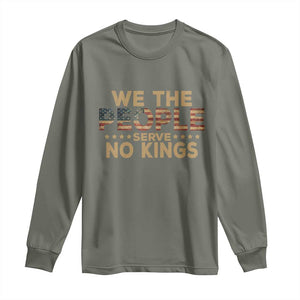No Kings in USA Long Sleeve Shirt Vintage Old American Flag We The People TS10 Military Green Print Your Wear
