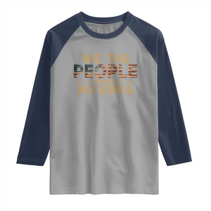 No Kings in USA Raglan Shirt Vintage Old American Flag We The People TS10 Sport Gray Navy Print Your Wear