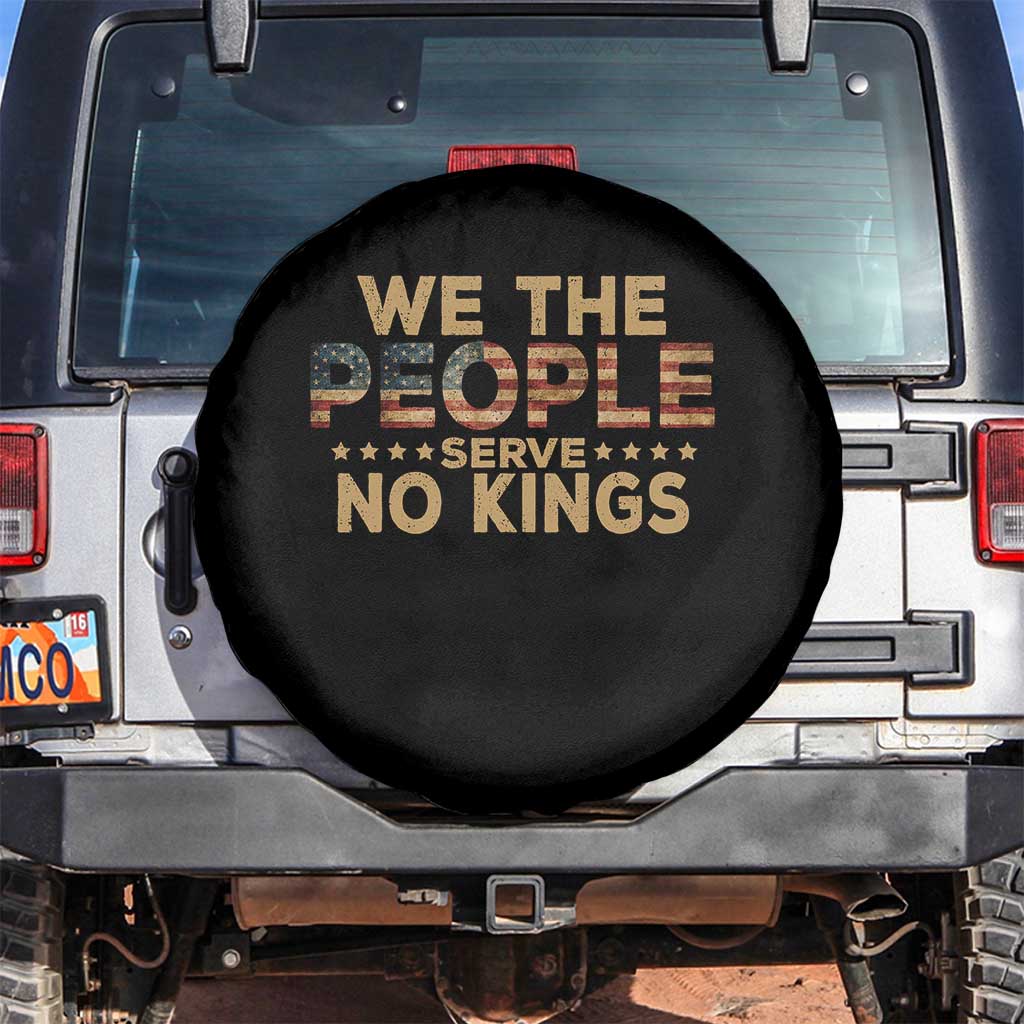 No Kings in USA Spare Tire Cover Vintage Old American Flag We The People TS10 No hole Black Print Your Wear