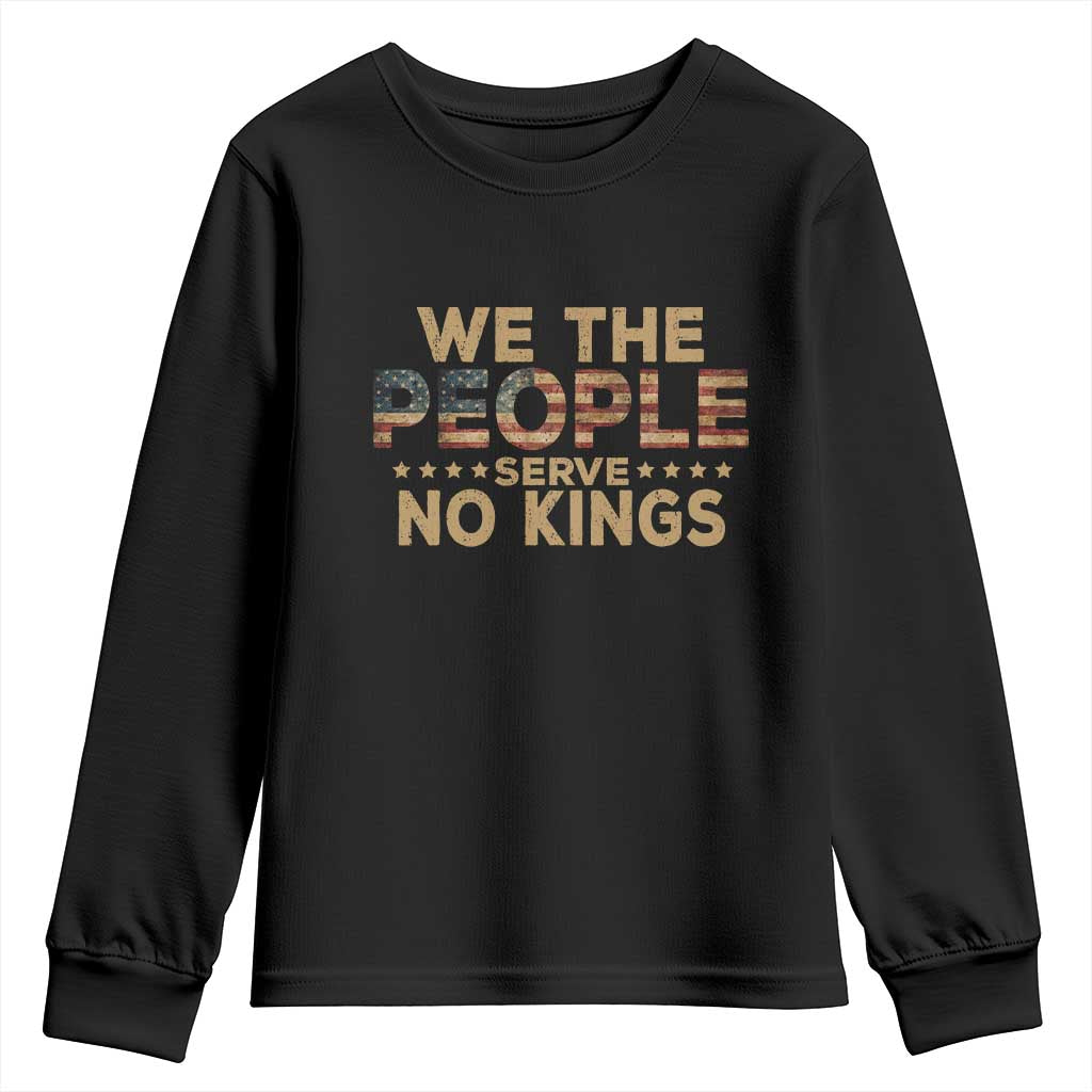 No Kings in USA Youth Sweatshirt Vintage Old American Flag We The People TS10 Black Print Your Wear