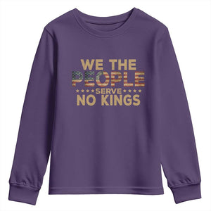 No Kings in USA Youth Sweatshirt Vintage Old American Flag We The People TS10 Purple Print Your Wear
