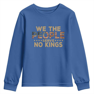 No Kings in USA Youth Sweatshirt Vintage Old American Flag We The People TS10 Royal Blue Print Your Wear