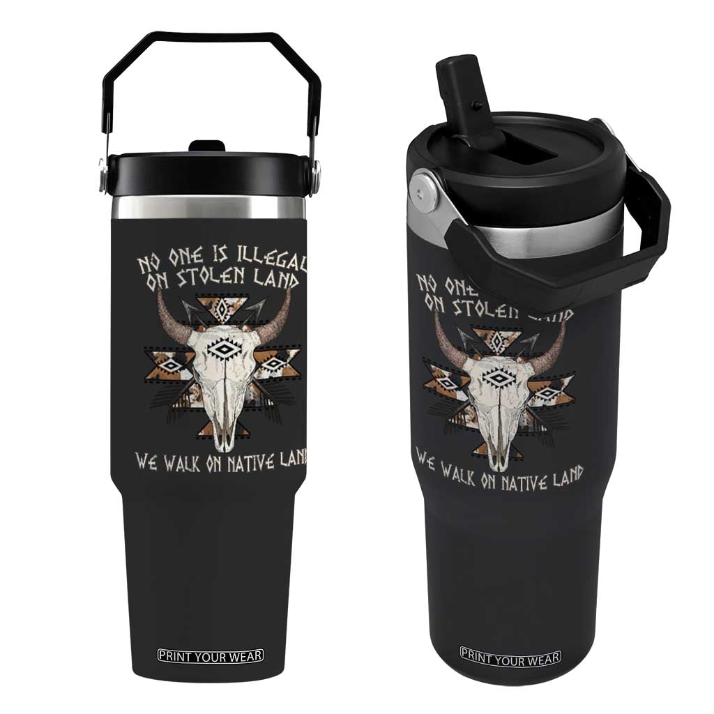 No One Is illegal On Stolen Land Flip Straw Tumbler TS09 One Size: 30 oz Black Print Your Wear